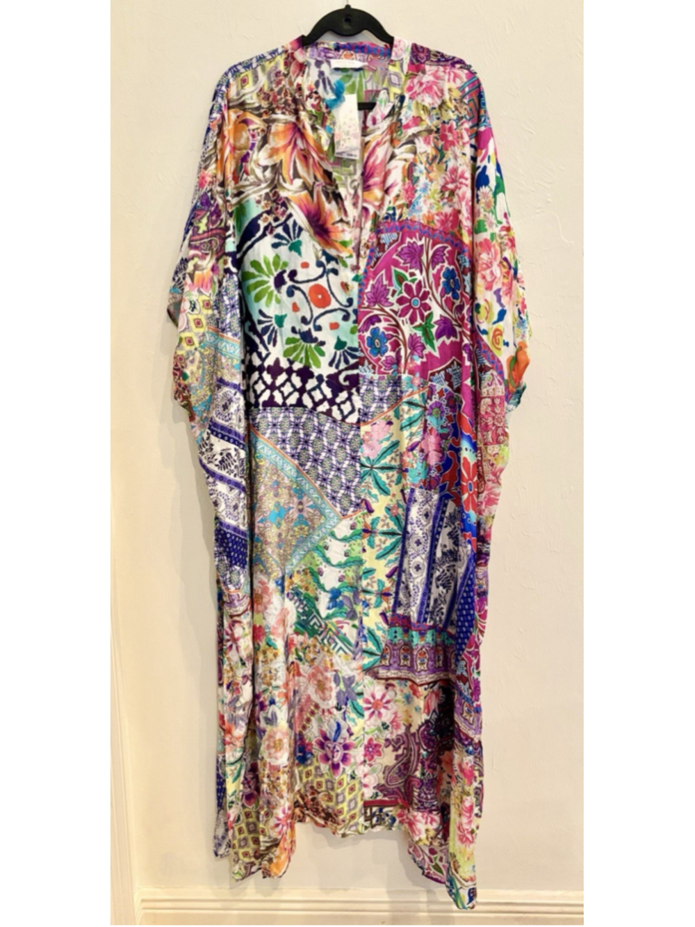 Johnny Was Floral Kimono Sleeve Maxi Kaftan Dress Maximalist Resort Vacation 2X